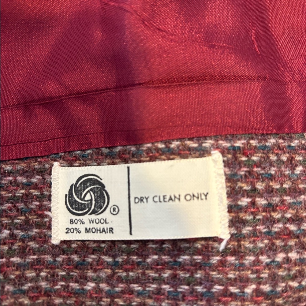 Vintage JH Collectibles Wool Mohair Tweed Blazer burgundy cream Academia 10 - Picture 9 of 11